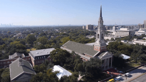 Low-altitude footage makes church buildings look majestic